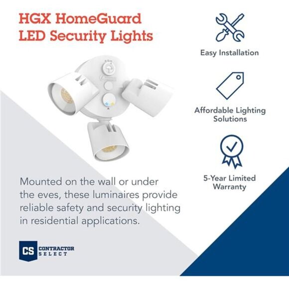 LED 3RH ALO SWW2 120 PE WH M2 HomeGuard Security Flood Lights 1750-2750 Lumens - Picture 2 of 6